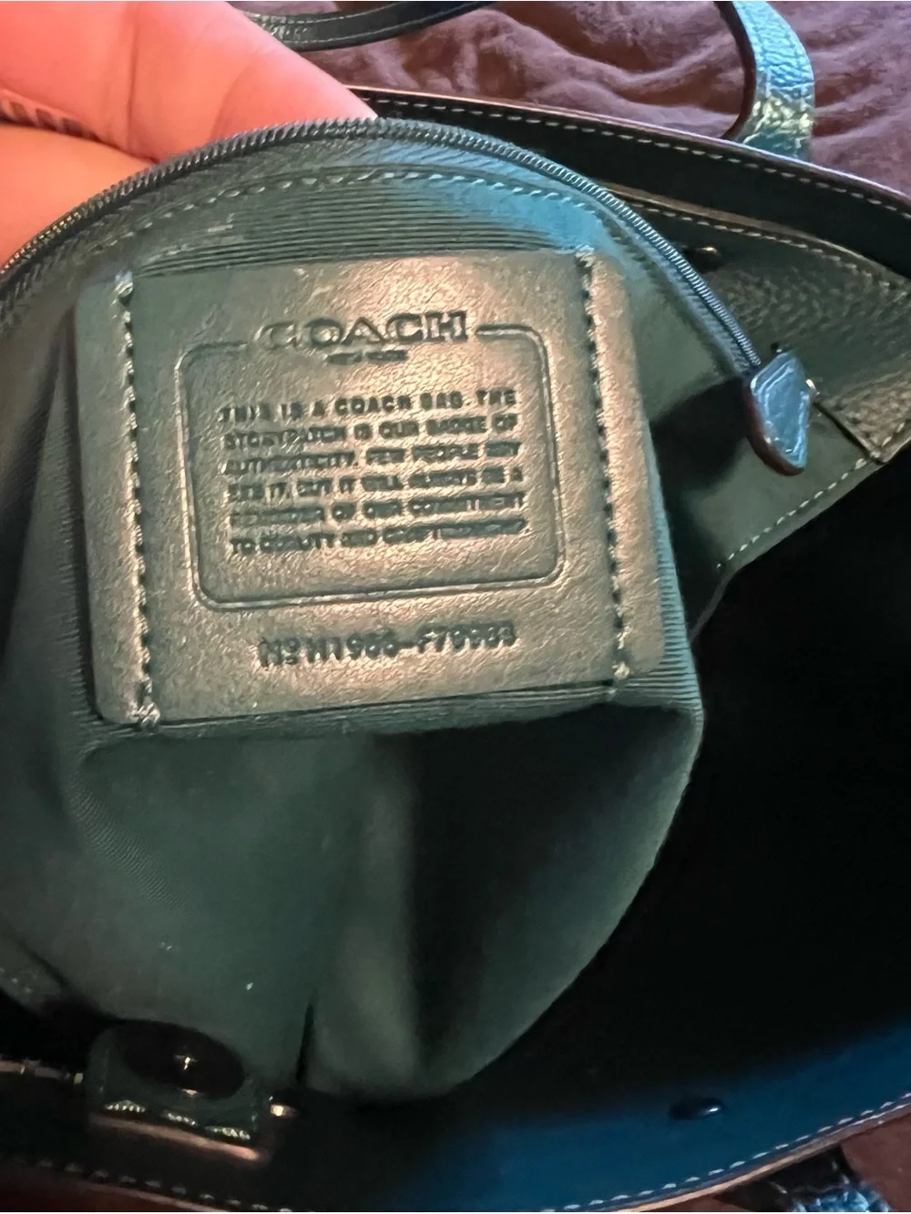 Authentic Coach City Tote Bag in Rare Metallic Veridian Green/Teal - Picture 5 of 5
